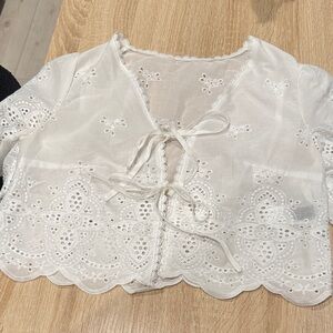 SHEIN White Embroidered Lace Blouse